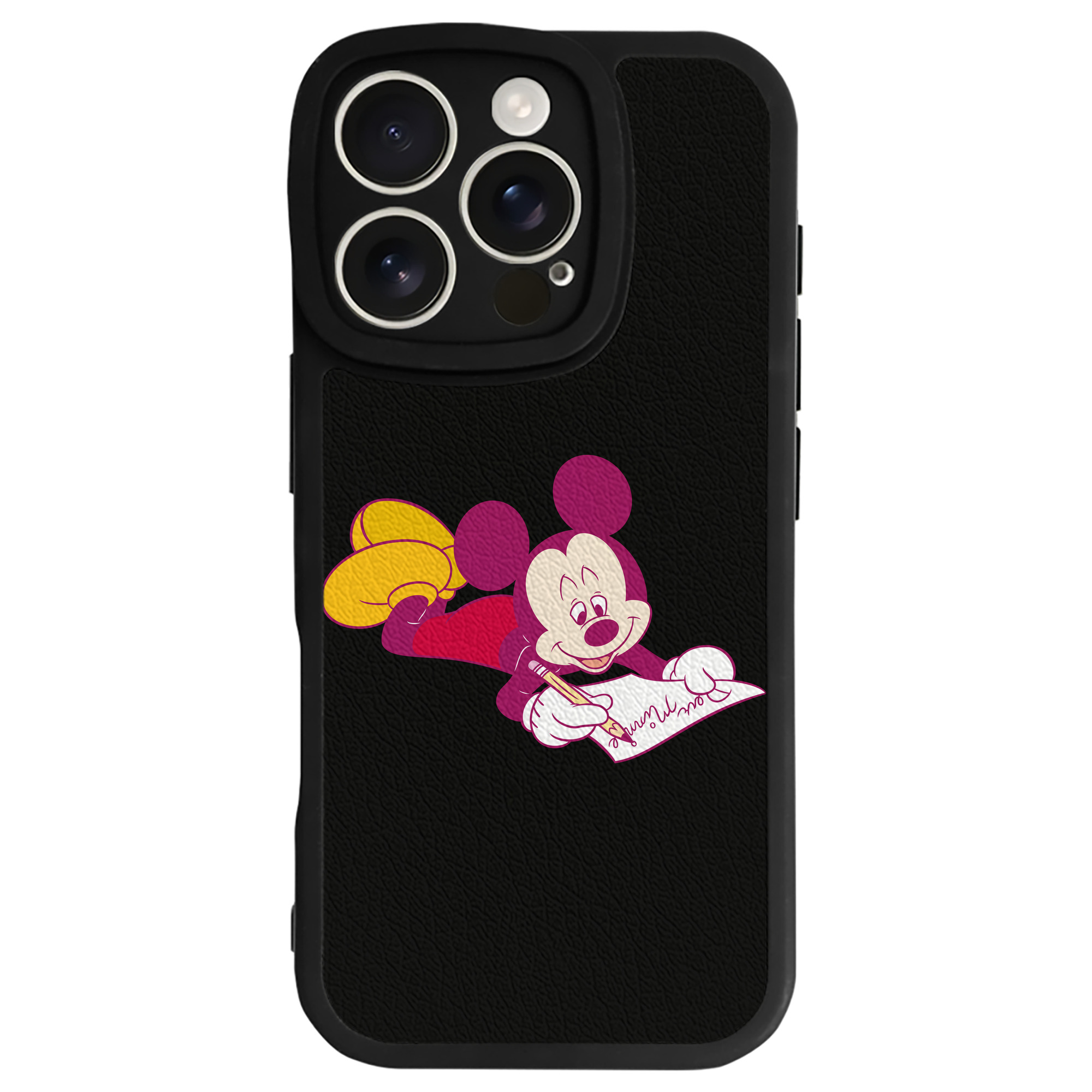 （画像用） ミッキーマウス Mickey Mouse 【iPhone 16シリーズ対応】シリコンスマホケース（レザー調） 材質：シリコン